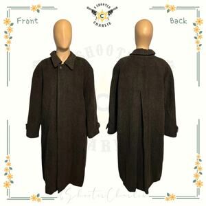 Vintage Alpacuna Jacobson's Herringbone Lined Trench Coat Mens Size 54 Charcoal